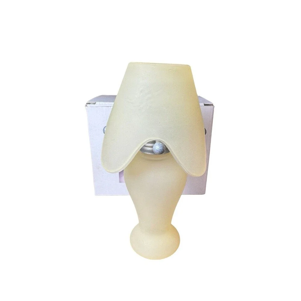 Vintage Fairy Light Lamp Yellow Frosted Glass Candle Holder 6.5” Height 1998